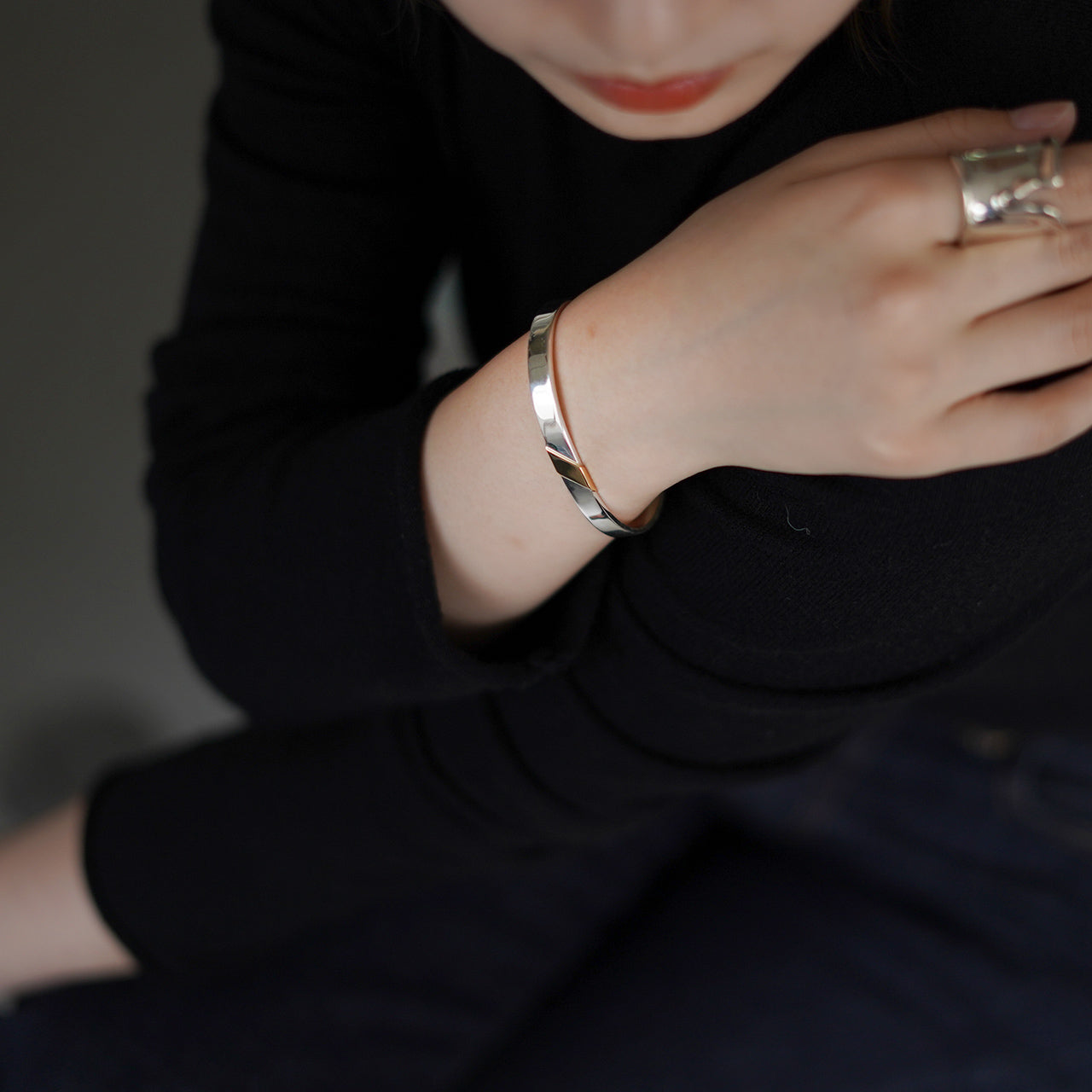 バーメイル スラッシュ バングル vermeil slash bangle (L) シルバー925 9K ゴールド 23AW003