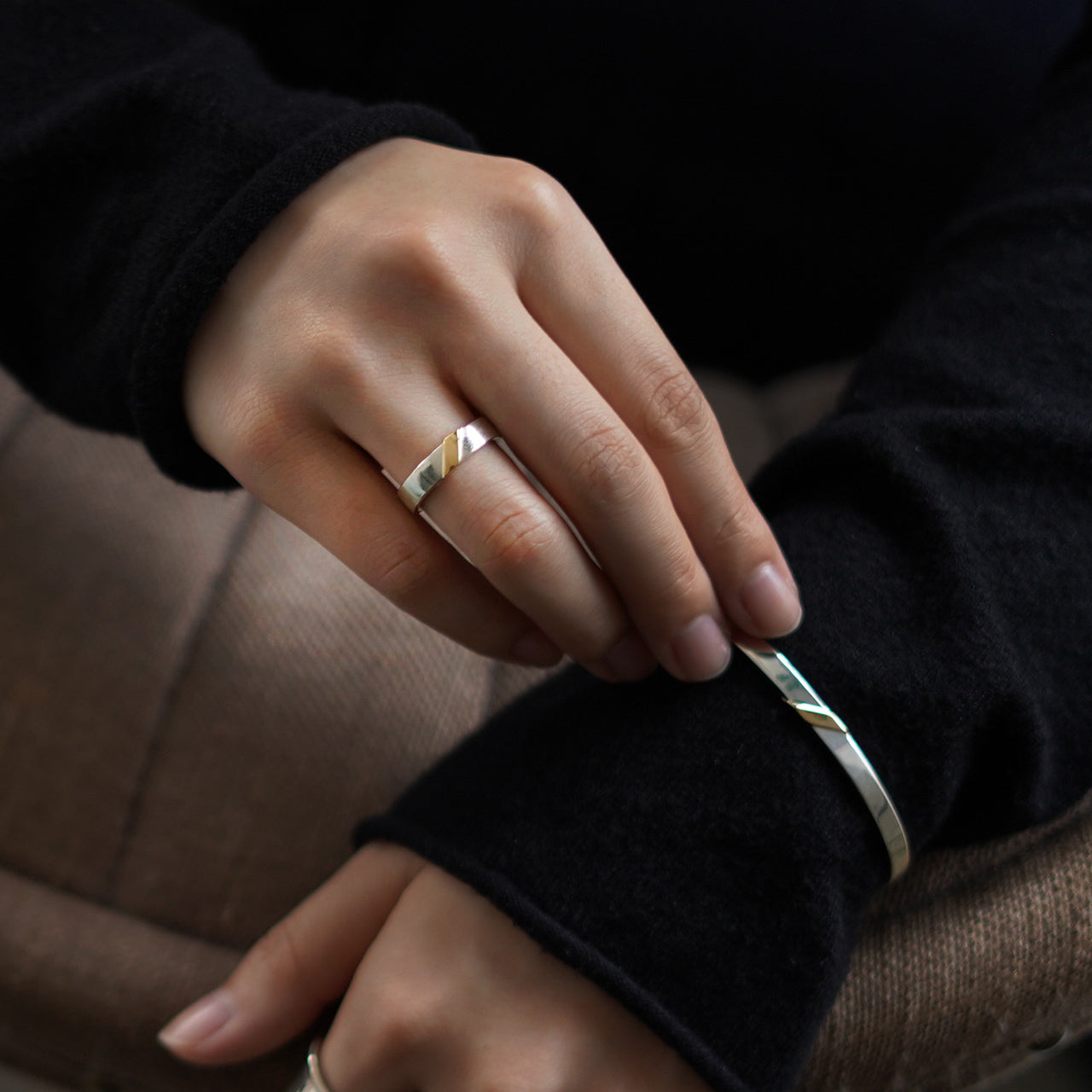 バーメイル スラッシュ リング vermeil slash ring (S) シルバー925 9K ゴールド 23AW005
