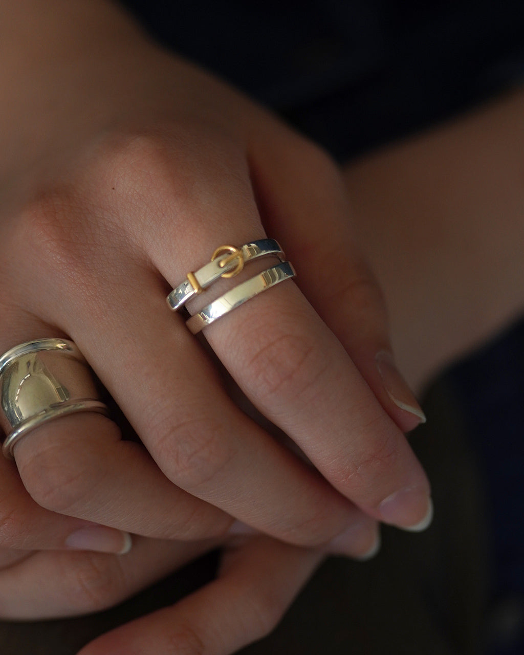 ホース シュー バックル ダブル リング SV&18K HORSE SHOE BUCKLE DOUBLE RING シルバー925 ゴールド 指輪 24AW068