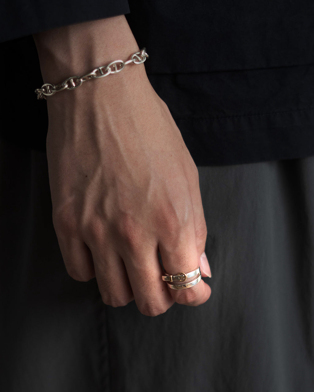 ホース シュー バックル ダブル リング SV&18K HORSE SHOE BUCKLE DOUBLE RING シルバー925 ゴールド 指輪 24AW068