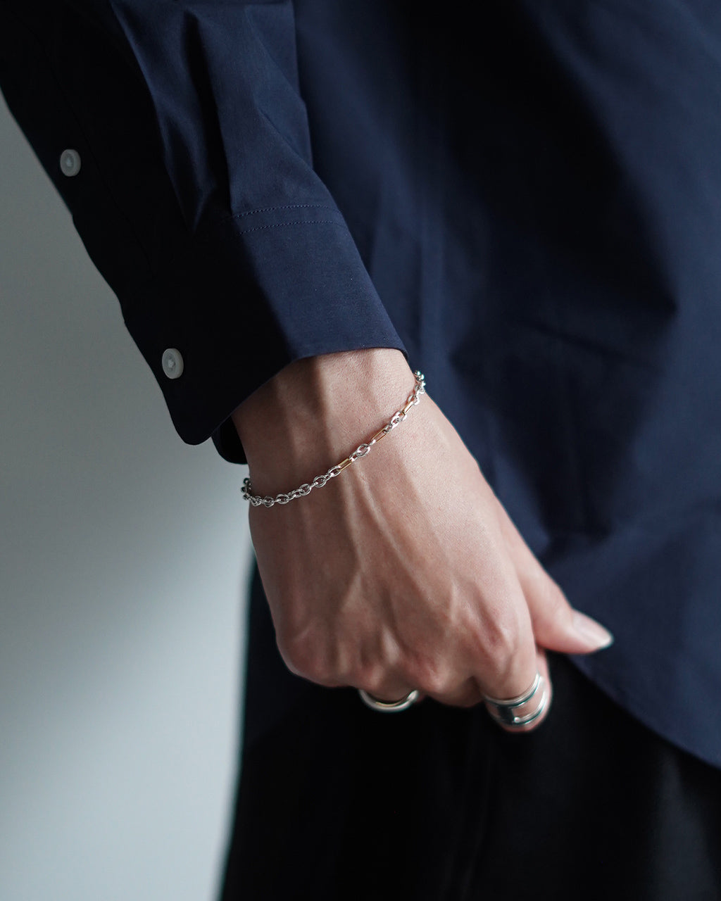 18K ゴールド&シルバー ミックス チェーン ブレスレット 18K&SV mid.mix chian bracelet シルバー925 25SS057
