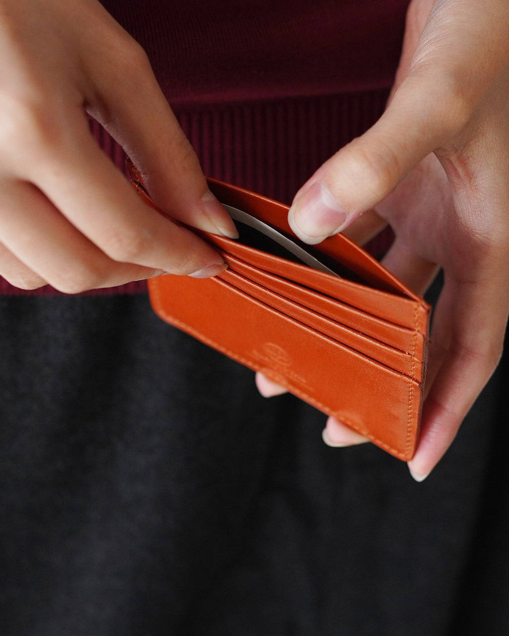スリム カードケース SLIM CARD CASE WITH NOTE ブライドルレザー シンプル カード入れ 03-5935