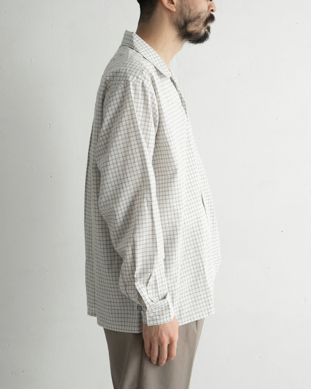 【SALE!30%OFF】ペーパー×リネン プレイドシャツ 格子柄 オープンカラー チェックシャツ Paper x Linen Plaid Shirt GL55142