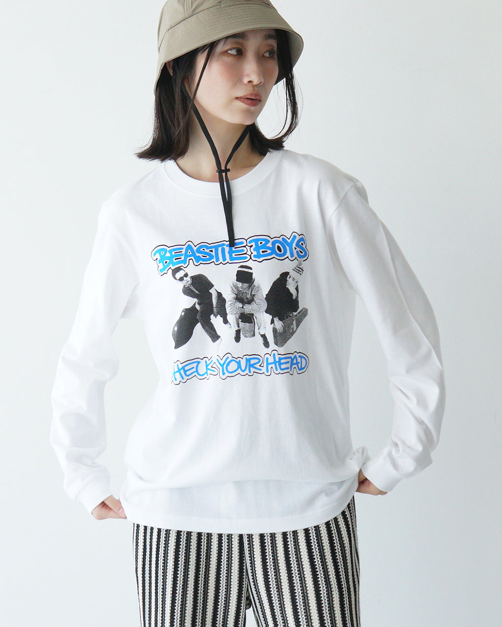 \早得24時間限定ポイント10倍/GOOD ROCK SPEED グッドロックスピード ビースティーボーイズ BEASTIE BOYS Tシャツ 長袖 カットソー ホワイト 白 ヴィンテージライク 綿100% ロンT アメカジ 25BEA002W