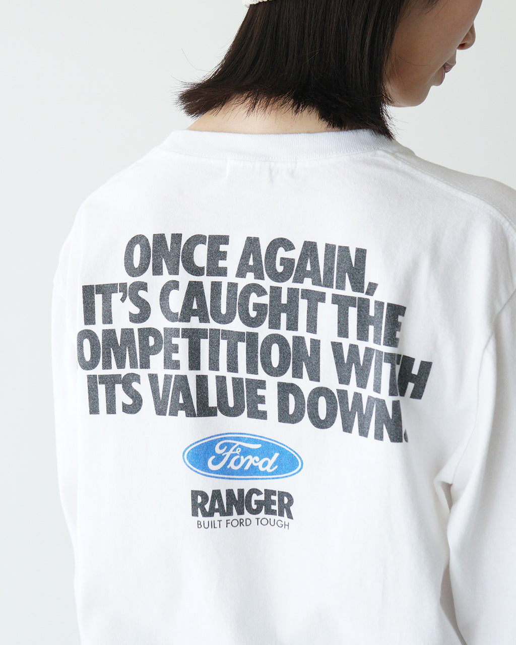 \早得24時間限定ポイント10倍/GOOD ROCK SPEED グッドロックスピード フォード FORD Tシャツ 長袖 カットソー ホワイト 白 ヴィンテージ風 ロゴプリント 綿100% ゆったり 25FOD001W