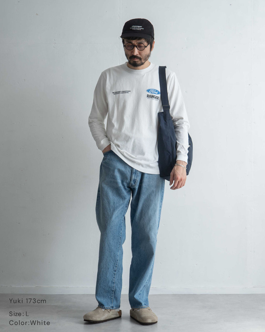 \早得24時間限定ポイント10倍/GOOD ROCK SPEED グッドロックスピード フォード FORD Tシャツ 長袖 カットソー ホワイト 白 ヴィンテージ風 ロゴプリント 綿100% ゆったり 25FOD001W