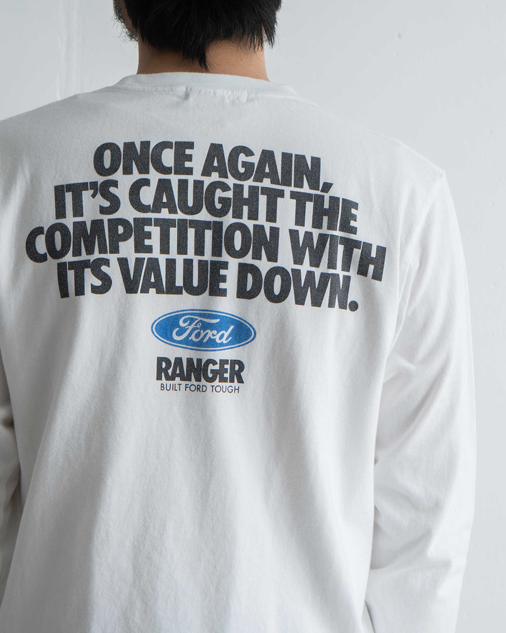 \早得24時間限定ポイント10倍/GOOD ROCK SPEED グッドロックスピード フォード FORD Tシャツ 長袖 カットソー ホワイト 白 ヴィンテージ風 ロゴプリント 綿100% ゆったり 25FOD001W