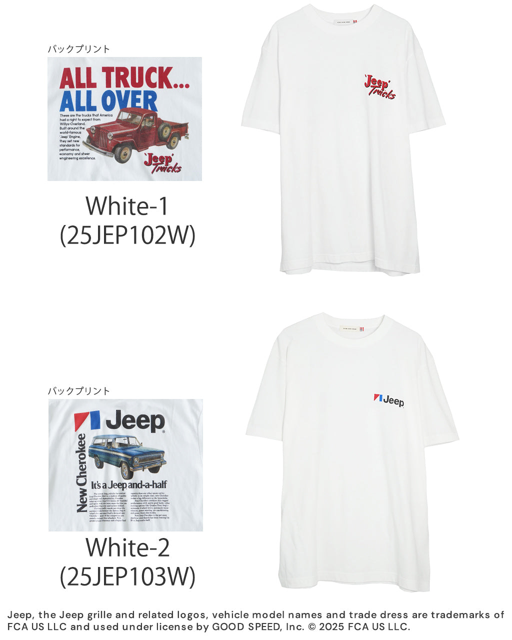 【SALE!20%OFF】GOOD ROCK SPEED グッドロックスピード JeepR?半袖Tシャツ ジープ "ALL TRUCK" "New Cherokee" バックプリントT ロゴT カットソー 25JEP102W 25JEP103W