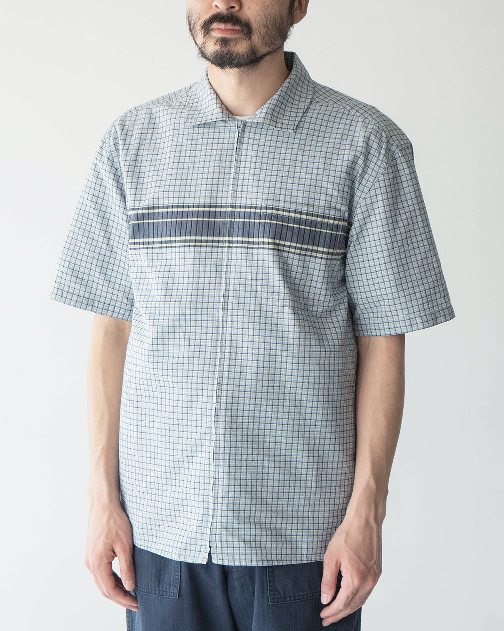 GRAMICCI グラミチ 半袖シャツ チェック ジップアップ ZIP UP WAVE SHIRT G5SM-J017【送料無料】