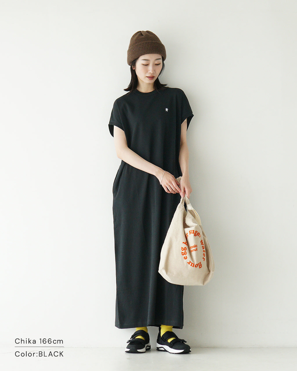 Gymphlex ジムフレックス ノースリーブ ワンピース CREW NECK SLEEVELESS DRESS クルーネック スリーブレス ボックスシルエット ドレス ロング丈 フレンチスリーブ ロゴ GY-C0325 FLK【送料無料】