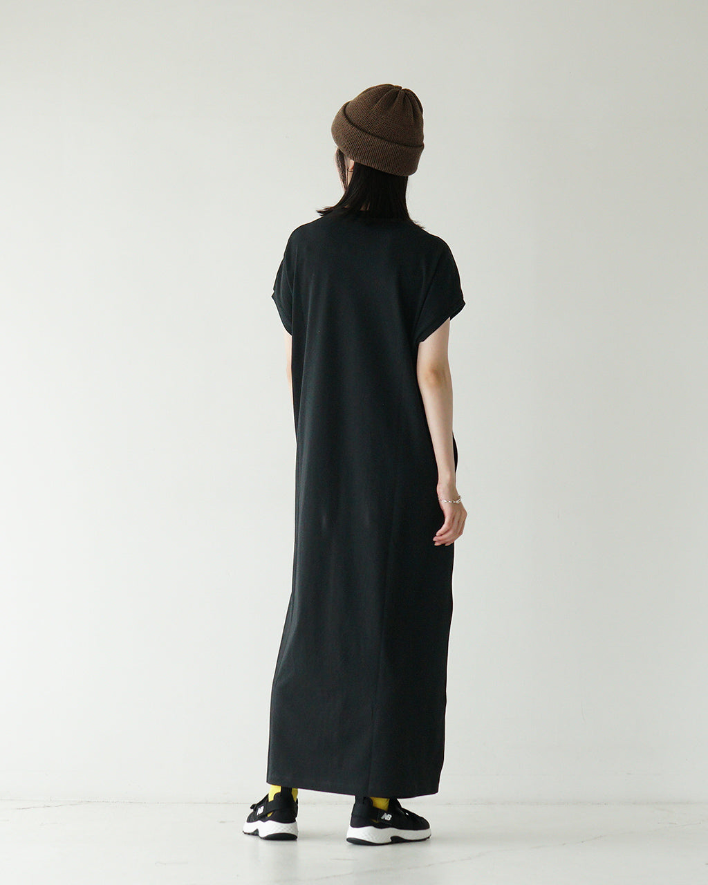 Gymphlex ジムフレックス ノースリーブ ワンピース CREW NECK SLEEVELESS DRESS クルーネック スリーブレス ボックスシルエット ドレス ロング丈 フレンチスリーブ ロゴ GY-C0325 FLK【送料無料】