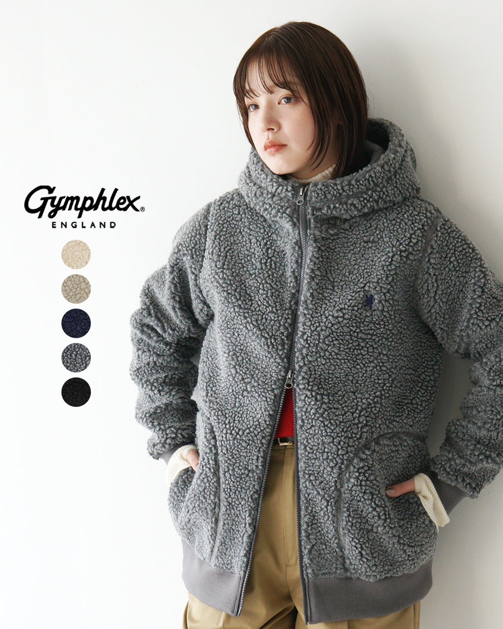 Gymphlex ジムフレックス ボア ジップ フーデッド ジャケット BOA ZIP HOODED JACKET J-1320PL