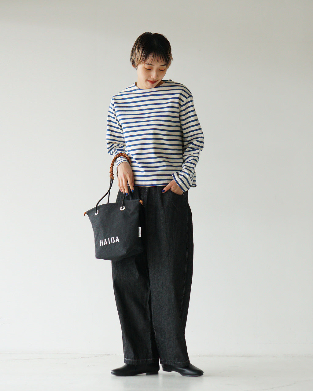 HAIDA ハイダ キャンバス トートバッグ Sサイズ CANVAS (TOW HILL) COLLECTION ハンドバッグ 肩掛け ブラック ホワイト HAI05-TOW-S レザー 男女兼用【クーポン対象外】【送料無料】