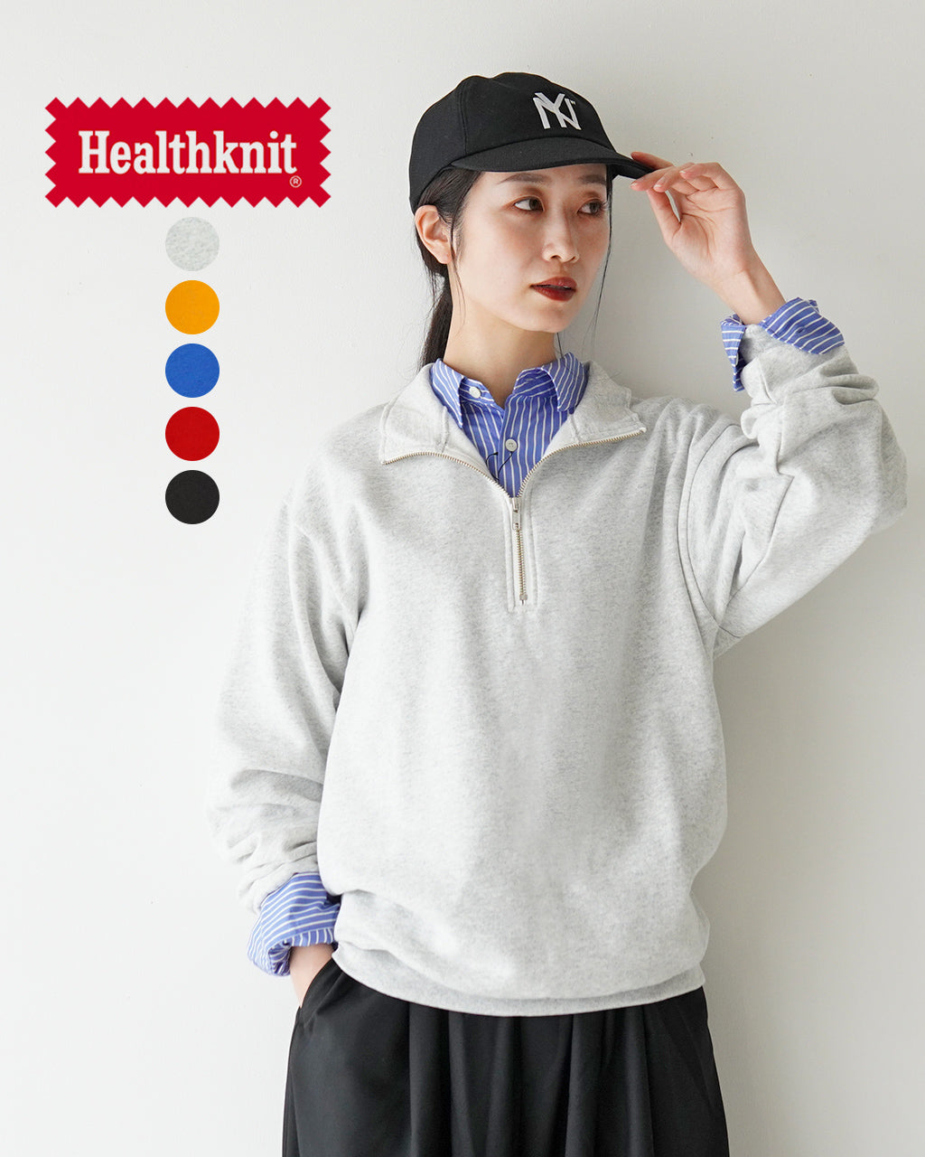 Healthknit ヘルスニット クラシック スウェット ハーフジップ ロングスリーブ CLASSIC SWEAT HALF ZIP L