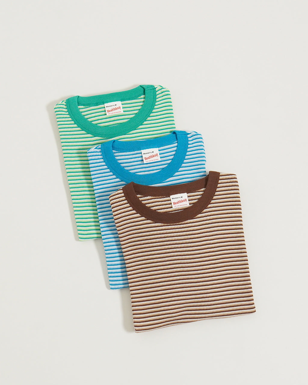 Healthknit ヘルスニット マルチボーダーワッフルクルーネックショートスリーブ Multi Border Waffle Crewneck S/S 半袖 Tシャツ カットソー 672S【クーポン対象外】