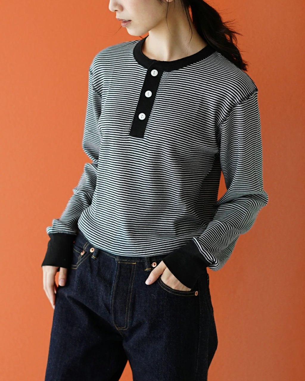 Healthknit ヘルスニット ベーシック ワッフル ヘンリーネック ロングスリーブ Basic Waffle Henleyneck L/S 長袖Tシャツ カットソー 601L
