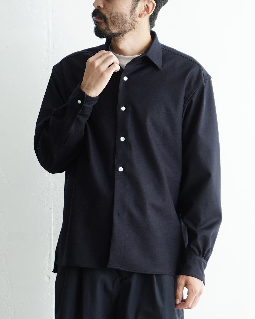 シャルツ Shalt CA ウール カシミヤ フランネル レギュラーカラー シャツ 1024-2-0-003