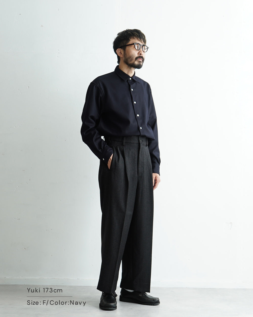 intch. インチ シャルツ Shalt CA ウール カシミヤ フランネル レギュラーカラー シャツ 1024-2-0-003【送料無料】