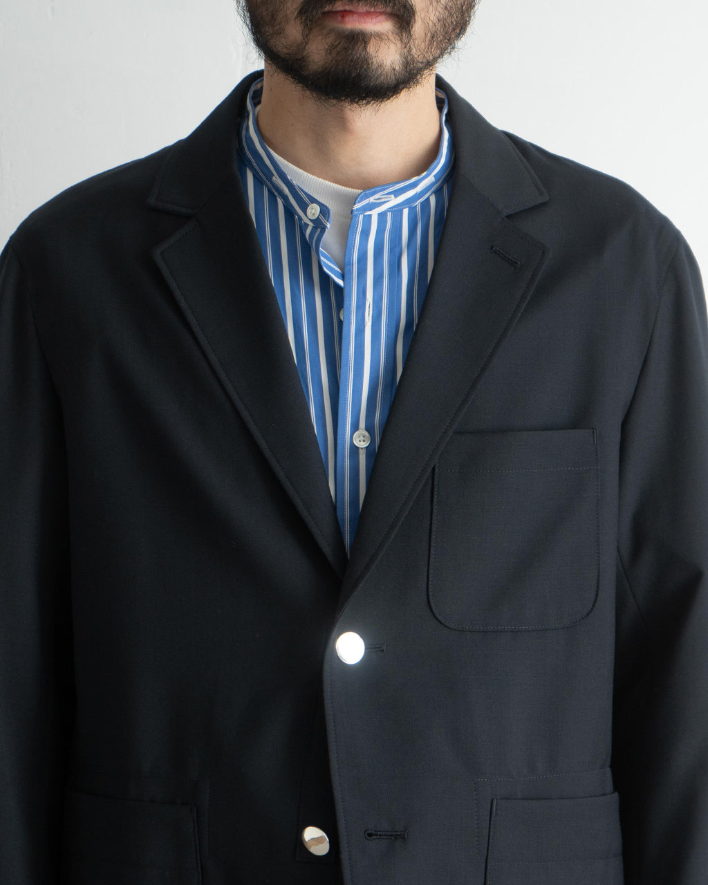 intch.ウール モヘヤ ブレザー スターリングシルバー ボタン ジャケット 春夏対応 502510008