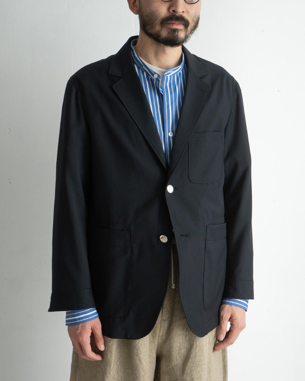 intch.ウール モヘヤ ブレザー スターリングシルバー ボタン ジャケット 春夏対応 502510008