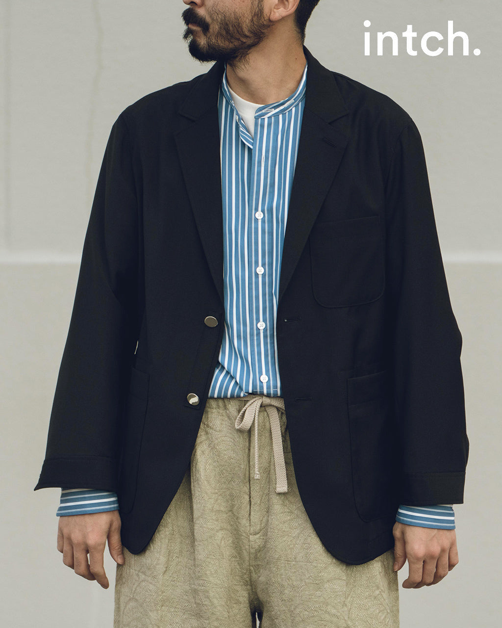 intch.ウール モヘヤ ブレザー スターリングシルバー ボタン ジャケット 春夏対応 502510008