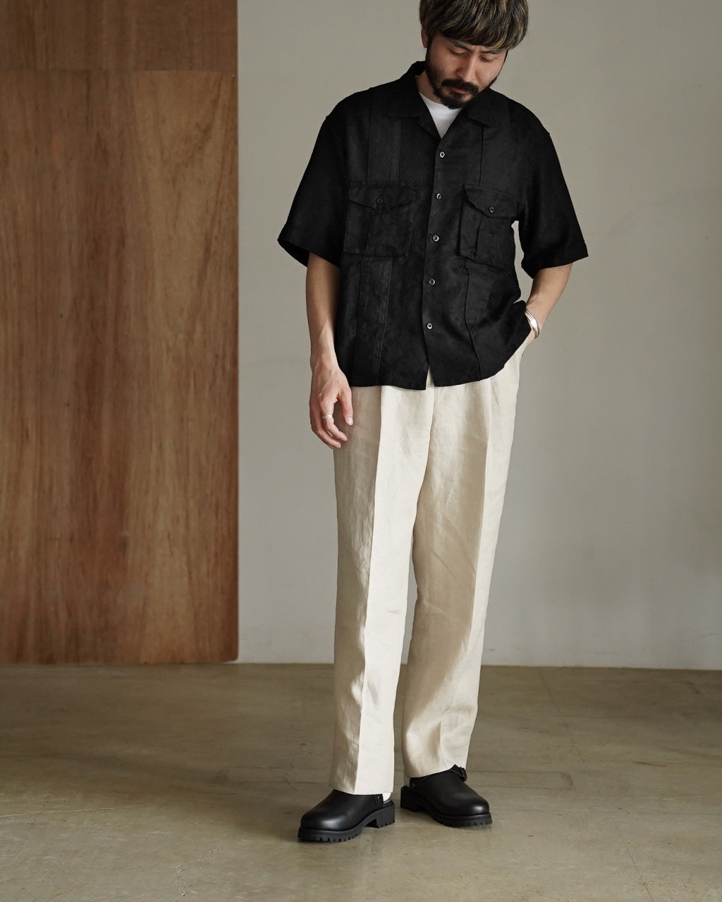 intch Ete SH 半袖シャツ ジャガード リネン コットン|Crouka(クローカ)