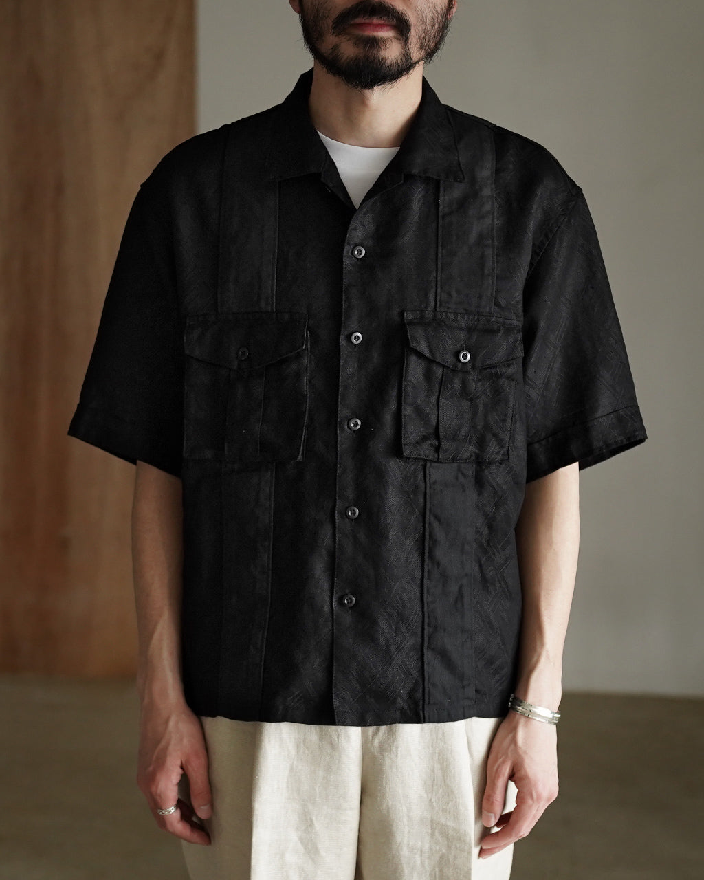 intch Ete SH 半袖シャツ ジャガード リネン コットン|Crouka(クローカ)