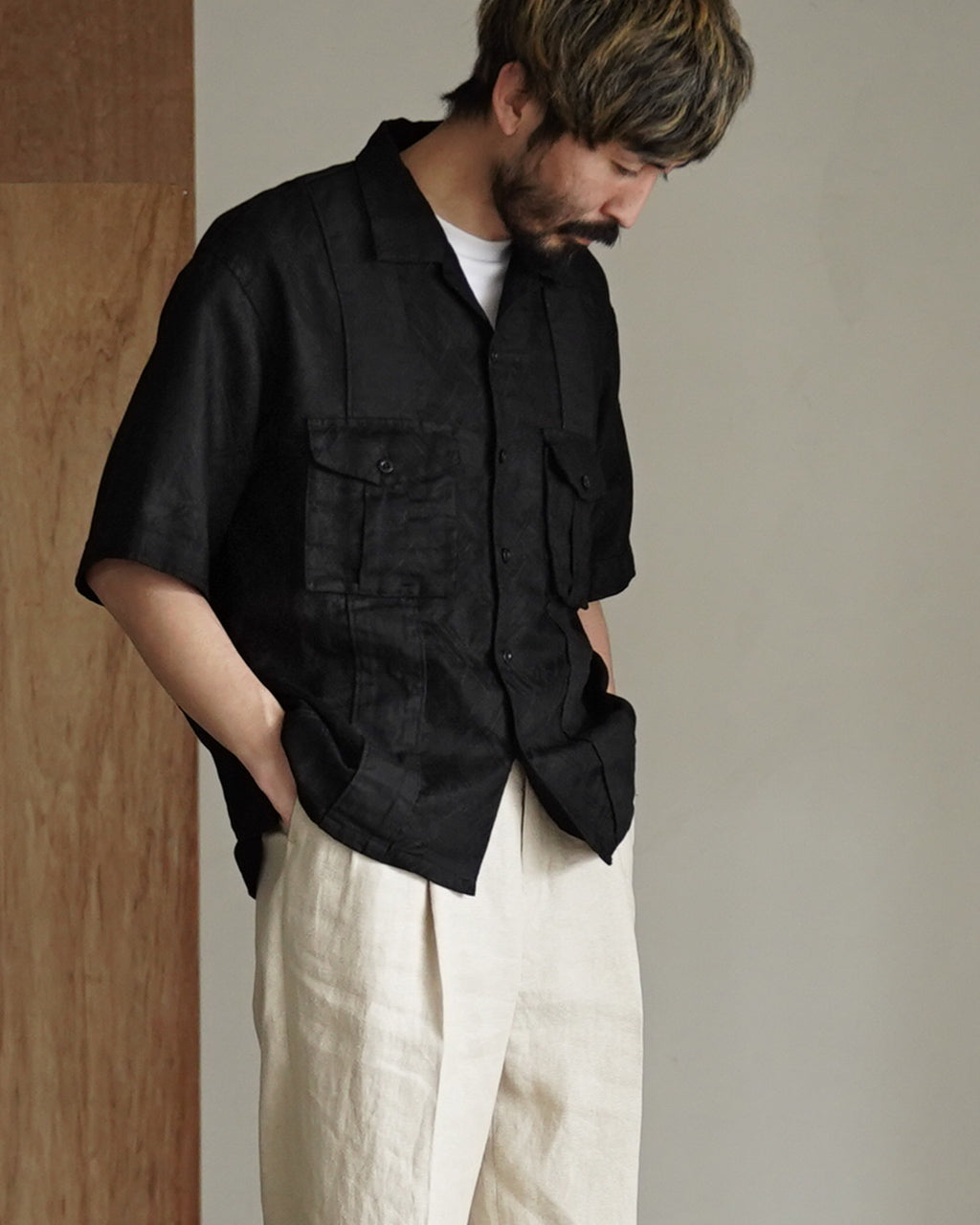 intch Ete SH 半袖シャツ ジャガード リネン コットン|Crouka(クローカ)