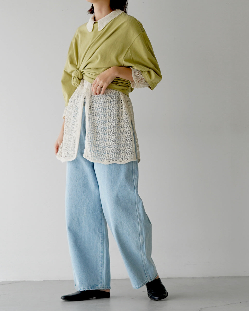 【Crouka別注色】Round wide denim Trousers J231DN01