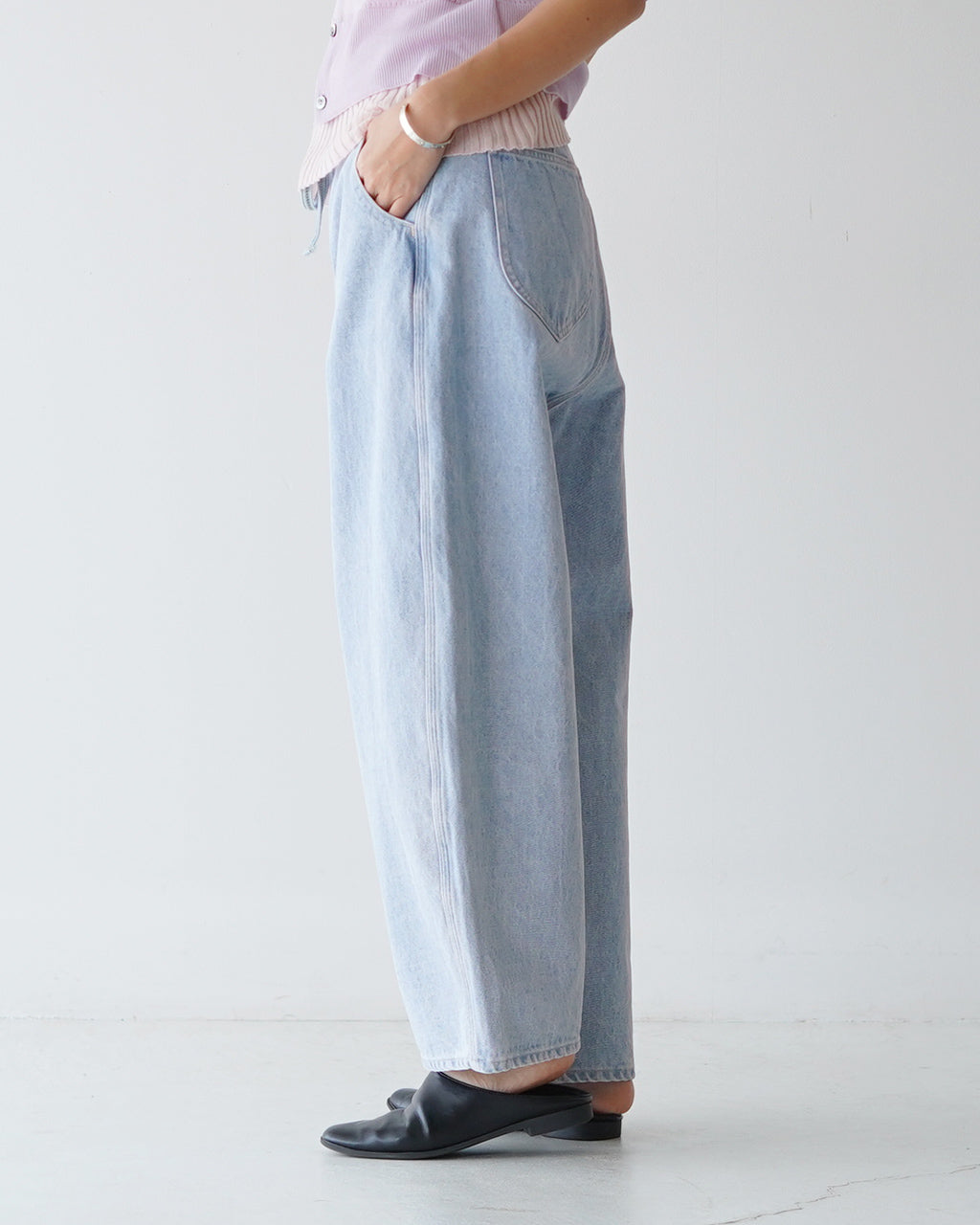 【Crouka別注色】 ラウンド ワイド デニム トラウザー Round wide denim Trousers デニムパンツJ231DN01