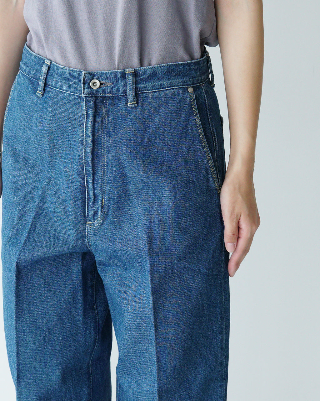 デニムパンツ センタープレス ジーンズ トラウザー ストーンバイオ ハイウエスト ローウエスト Center Crease Denim Trousers J251DN01