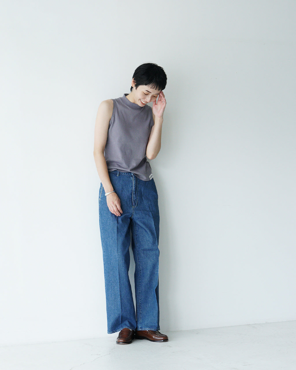 デニムパンツ センタープレス ジーンズ トラウザー ストーンバイオ ハイウエスト ローウエスト Center Crease Denim Trousers J251DN01
