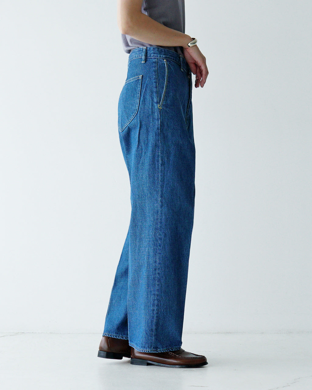 デニムパンツ センタープレス ジーンズ トラウザー ストーンバイオ ハイウエスト ローウエスト Center Crease Denim Trousers J251DN01
