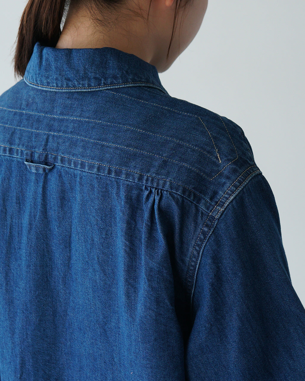 デニムシャツ Denim Shirt 8oz ジャケット 長袖 オーバーサイズ 幾何学模様 ステッチワーク J251SH01