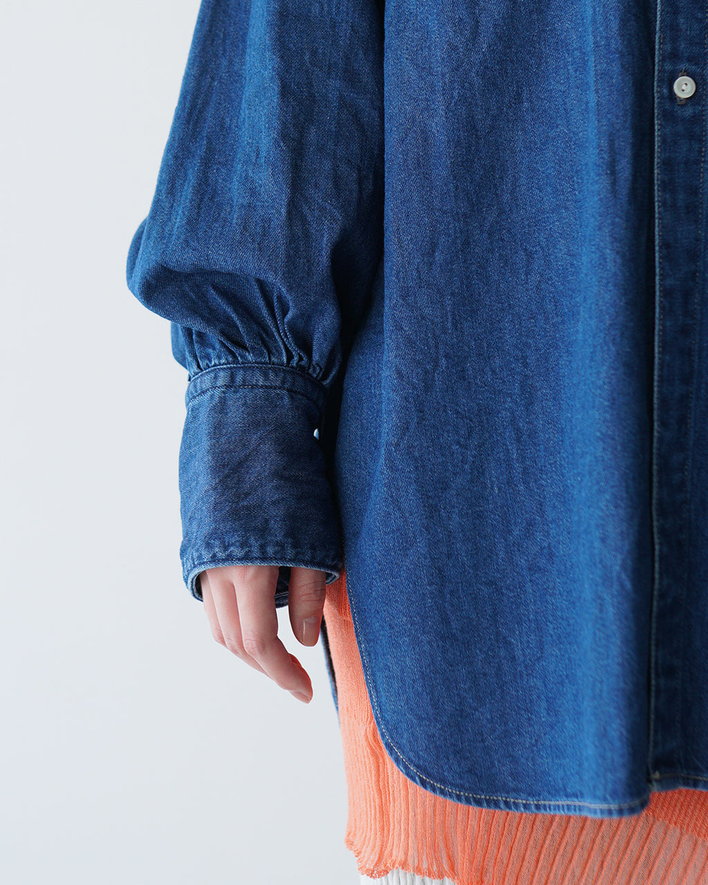 デニムシャツ Denim Shirt 8oz ジャケット 長袖 オーバーサイズ 幾何学模様 ステッチワーク J251SH01