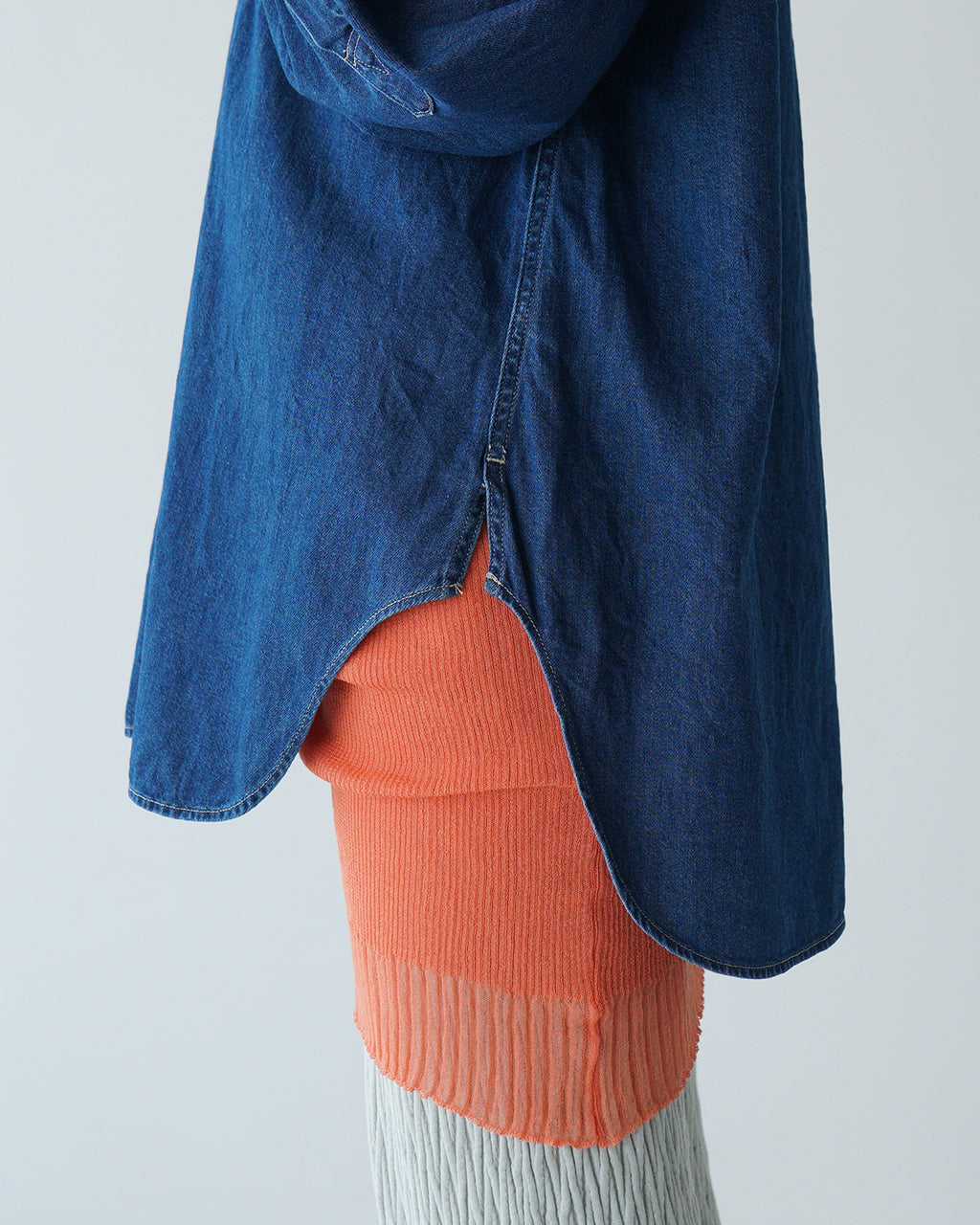 デニムシャツ Denim Shirt 8oz ジャケット 長袖 オーバーサイズ 幾何学模様 ステッチワーク J251SH01