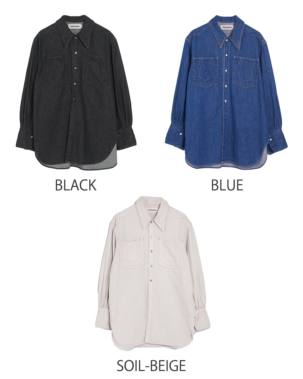 JOICEADDED ジョイスアディッド デニムシャツ Denim Shirt 8oz ジャケット 長袖 オーバーサイズ 幾何学模様 ステッチワーク J251SH01 【送料無料】