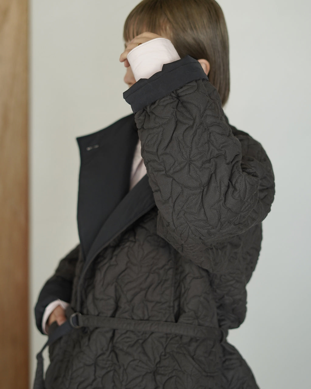 Geometric Leaves Quilted RV Coat J253CO01