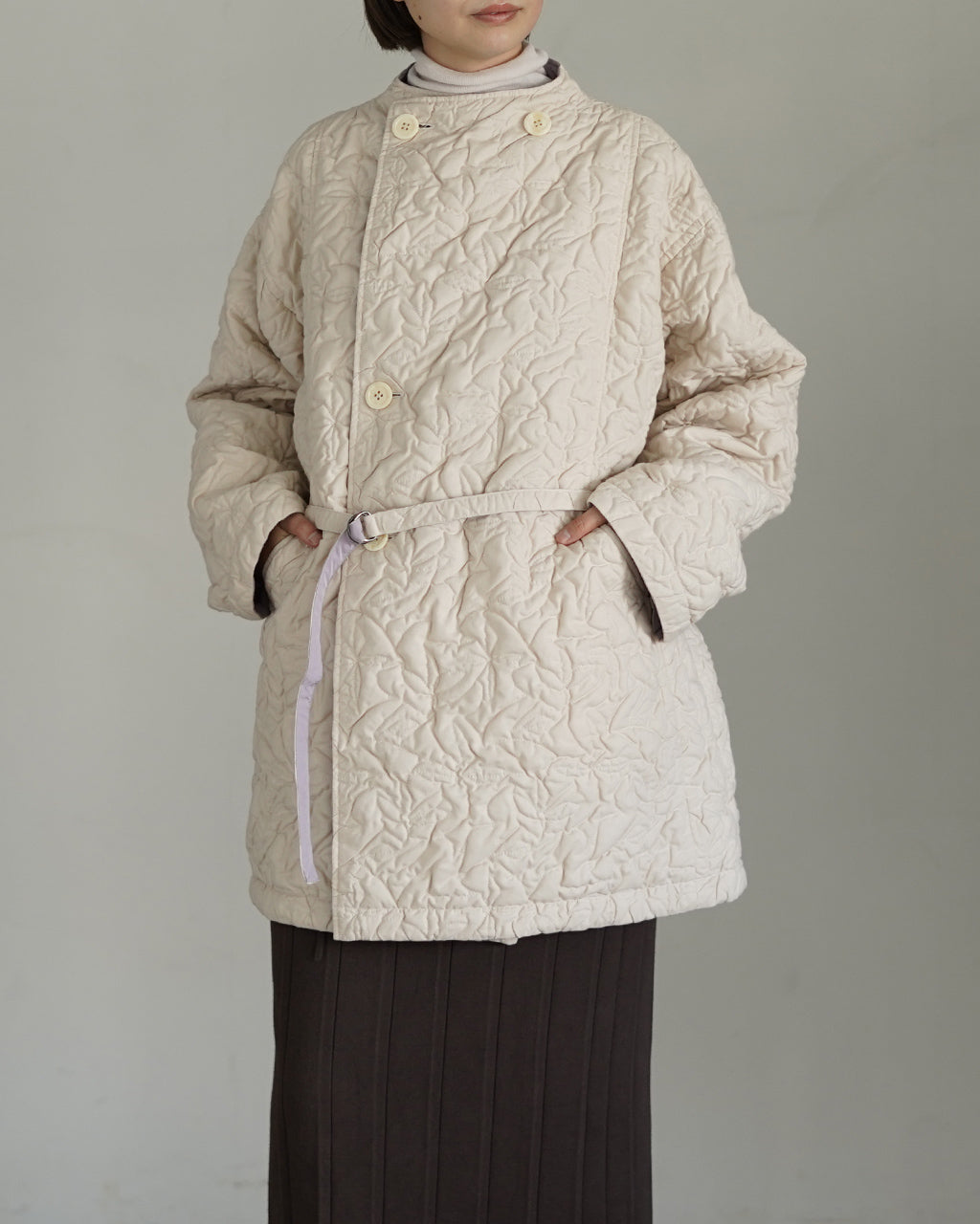 Geometric Leaves Quilted RV Coat J253CO01