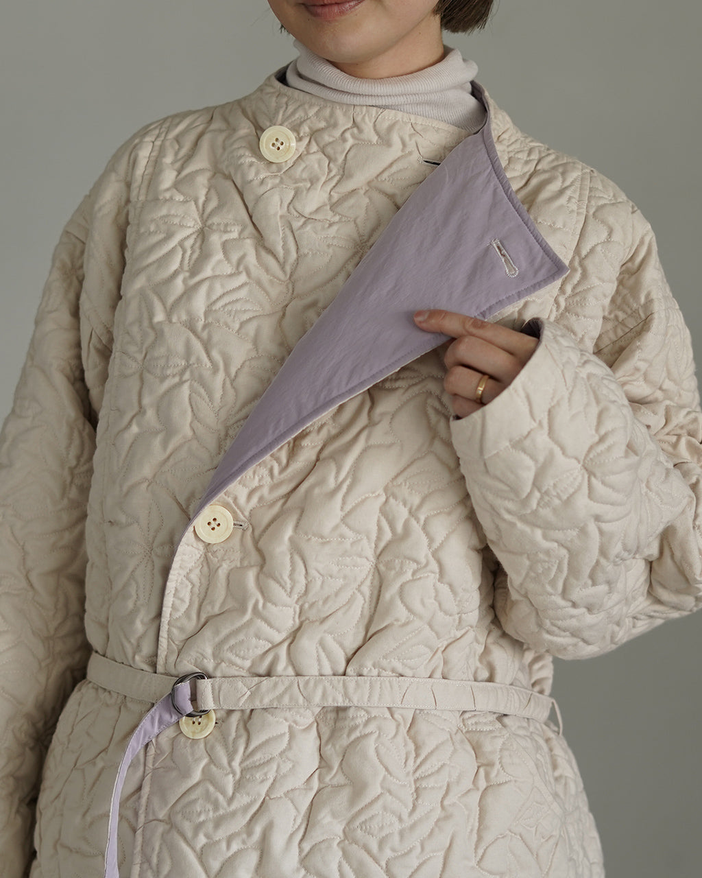 Geometric Leaves Quilted RV Coat J253CO01