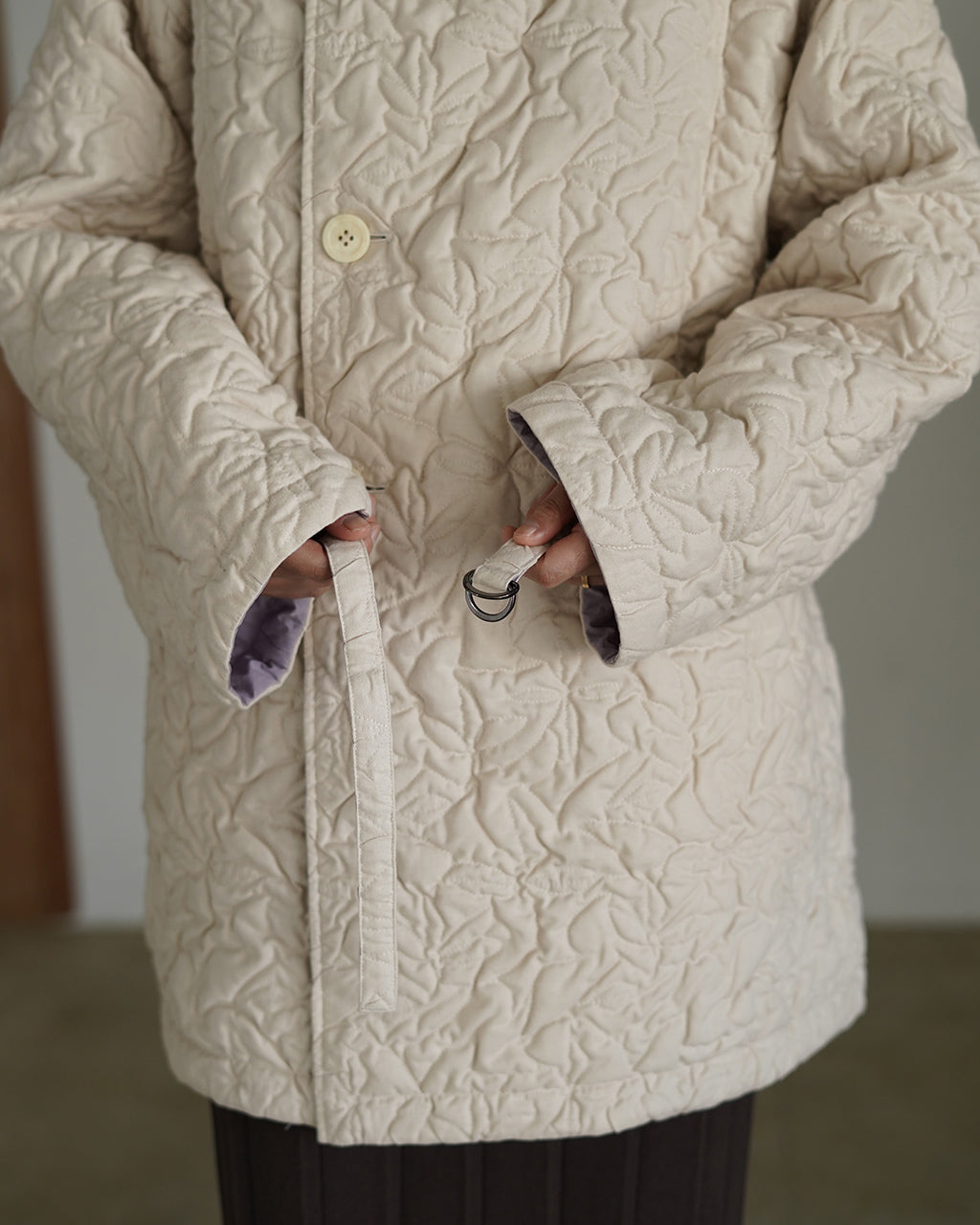 Geometric Leaves Quilted RV Coat J253CO01