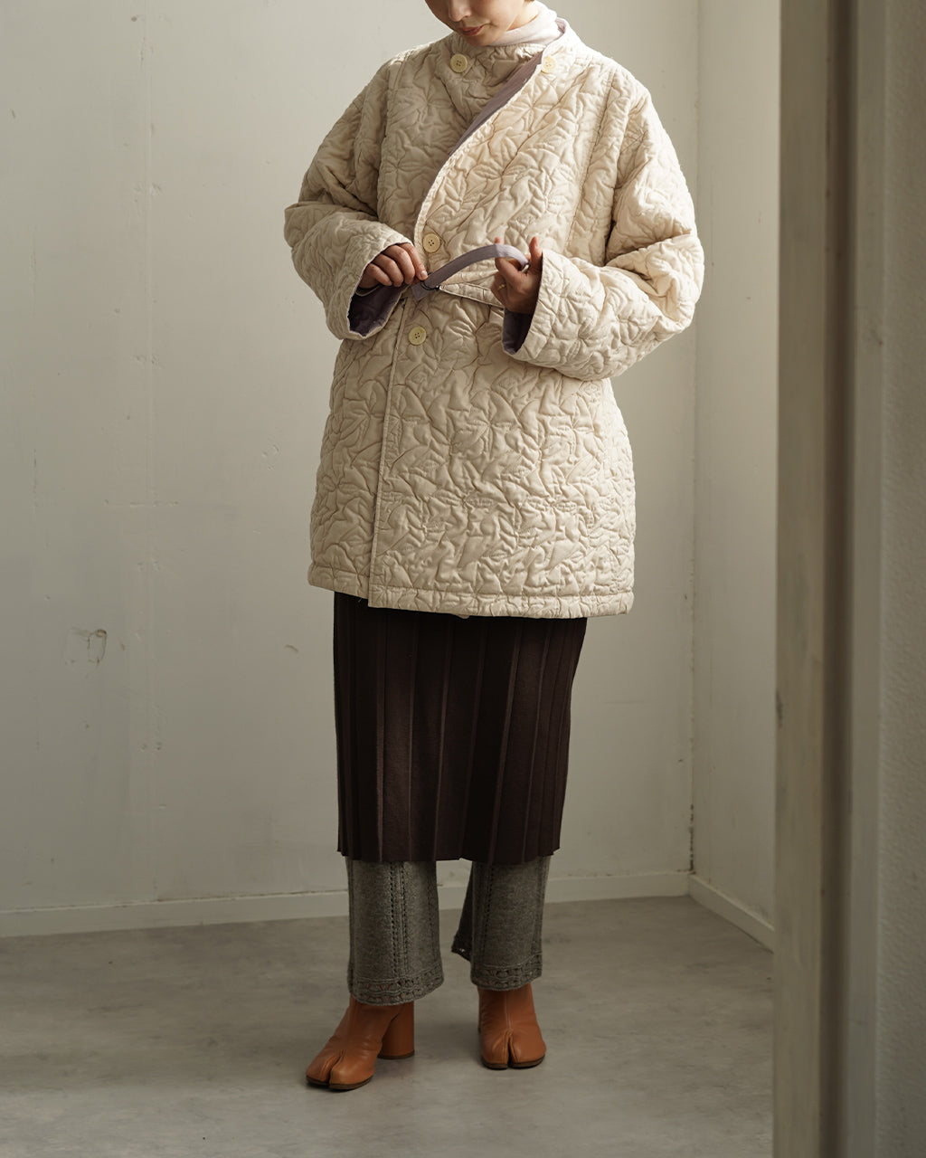 Geometric Leaves Quilted RV Coat J253CO01