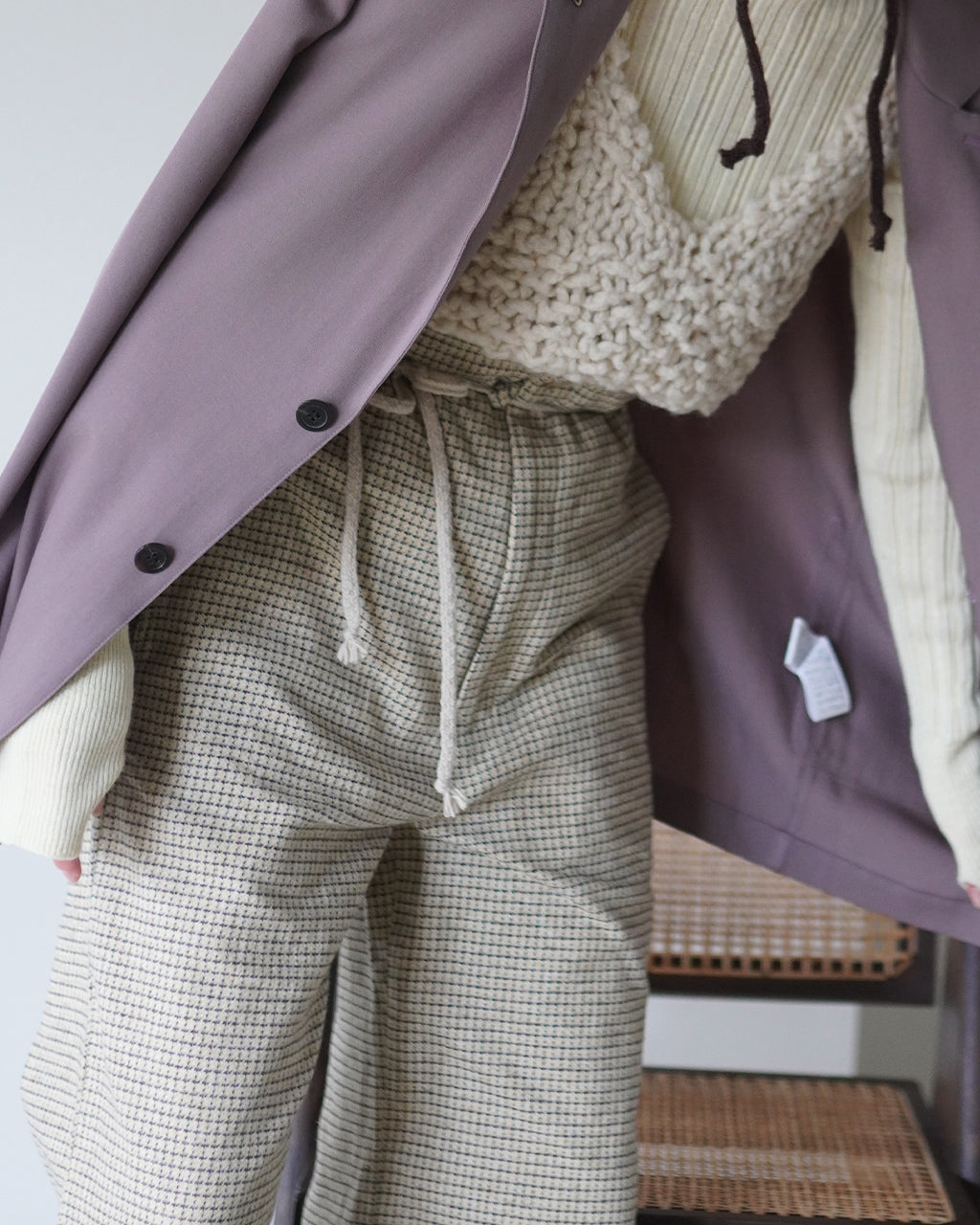 Lean FR Trousers - Beige-Check J263PT01
