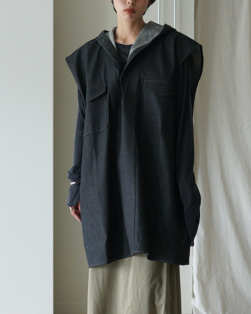JUN MIKAMI デニム ノースリーブ シャツ 25AW-12-J