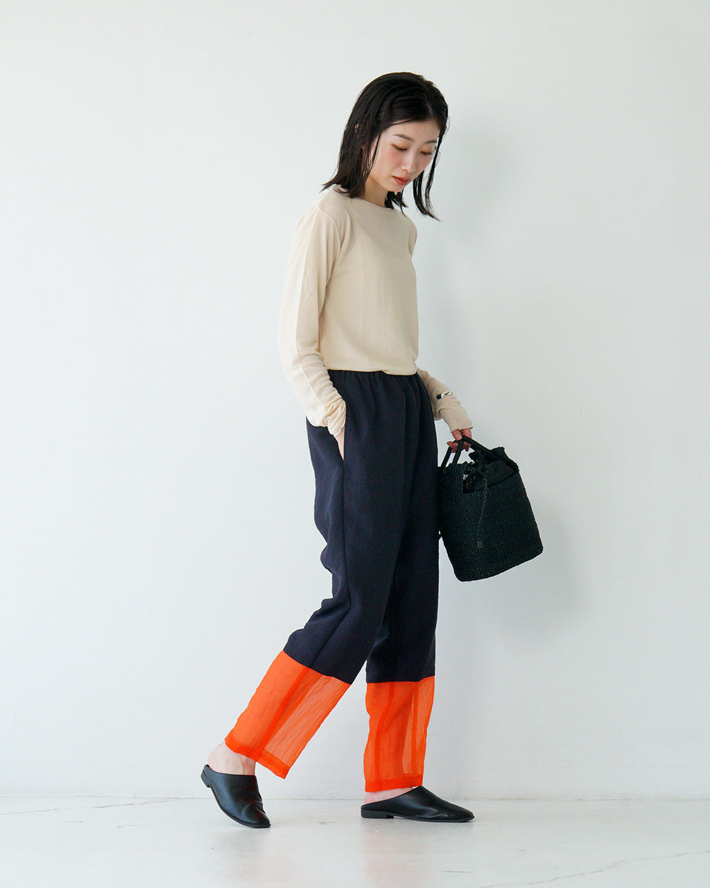 【SALE!20%OFF】シースルーボーダーパンツ イージーパンツ サマーパンツ 25SS-12-J
