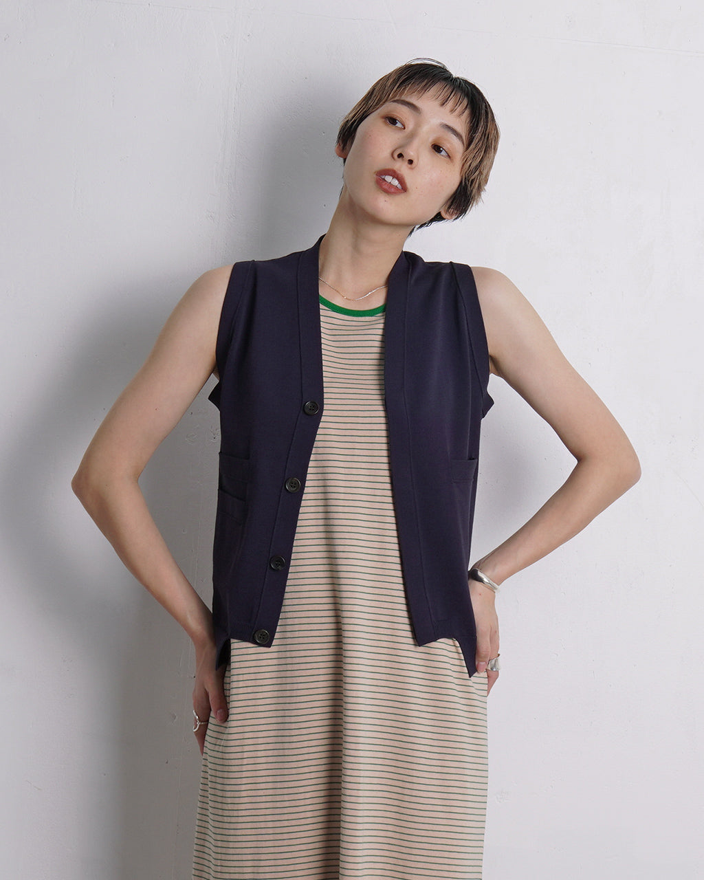 【SALE!20%OFF】ハイツイストヤーンベスト ニット セーター 25SS-20-N