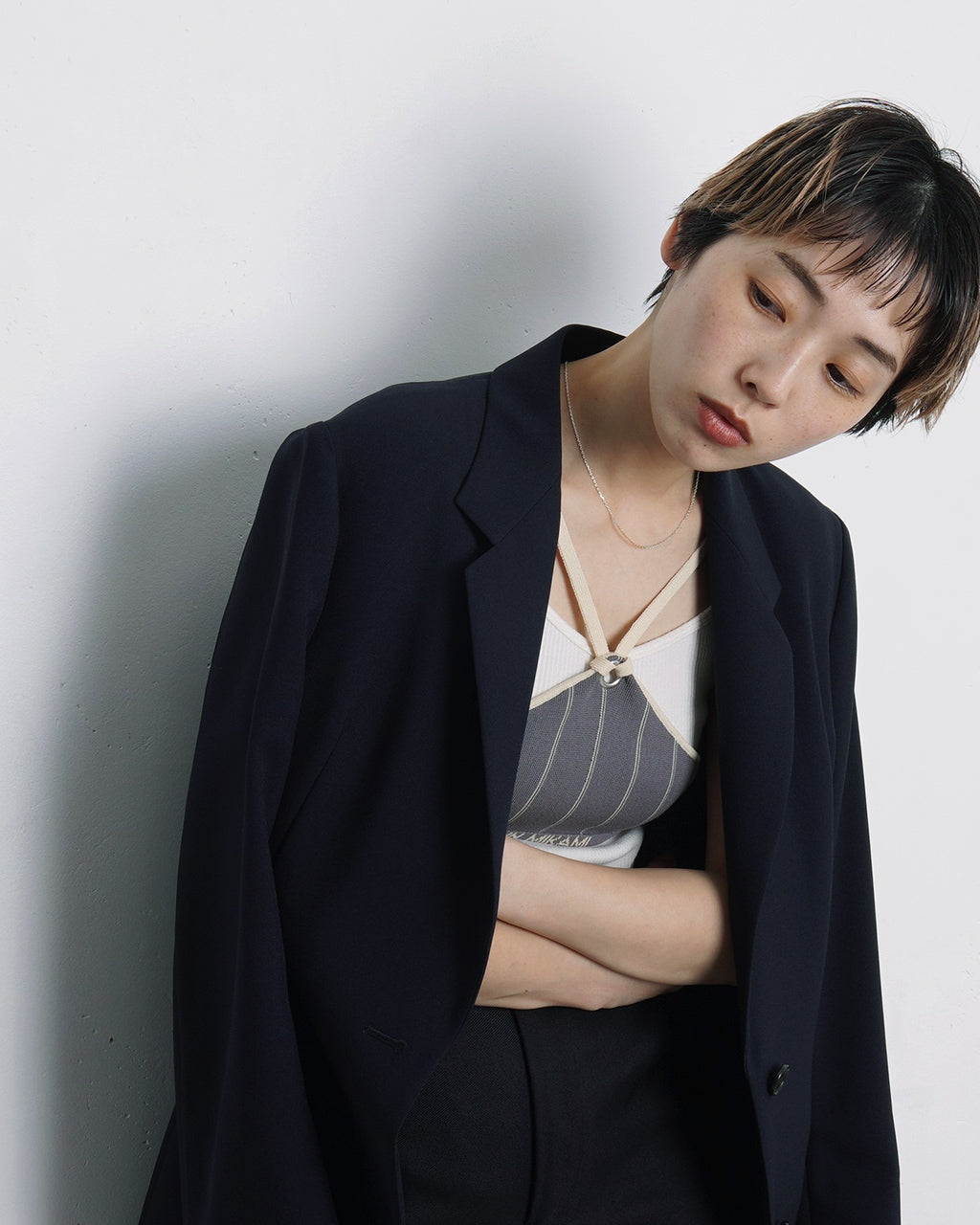 【アウトレット!20%OFF】ハイツイストヤーントライアングルトップ ニットビスチェ 25SS-21-N【送料無料】