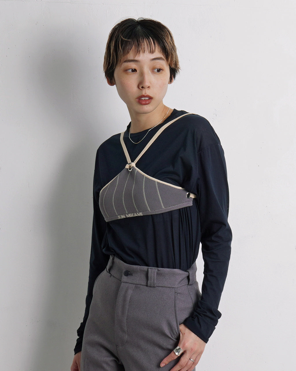 【アウトレット!20%OFF】ハイツイストヤーントライアングルトップ ニットビスチェ 25SS-21-N【送料無料】