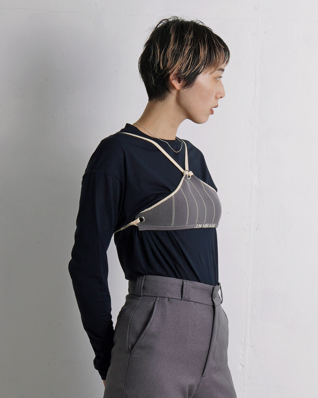 【アウトレット!20%OFF】ハイツイストヤーントライアングルトップ ニットビスチェ 25SS-21-N【送料無料】