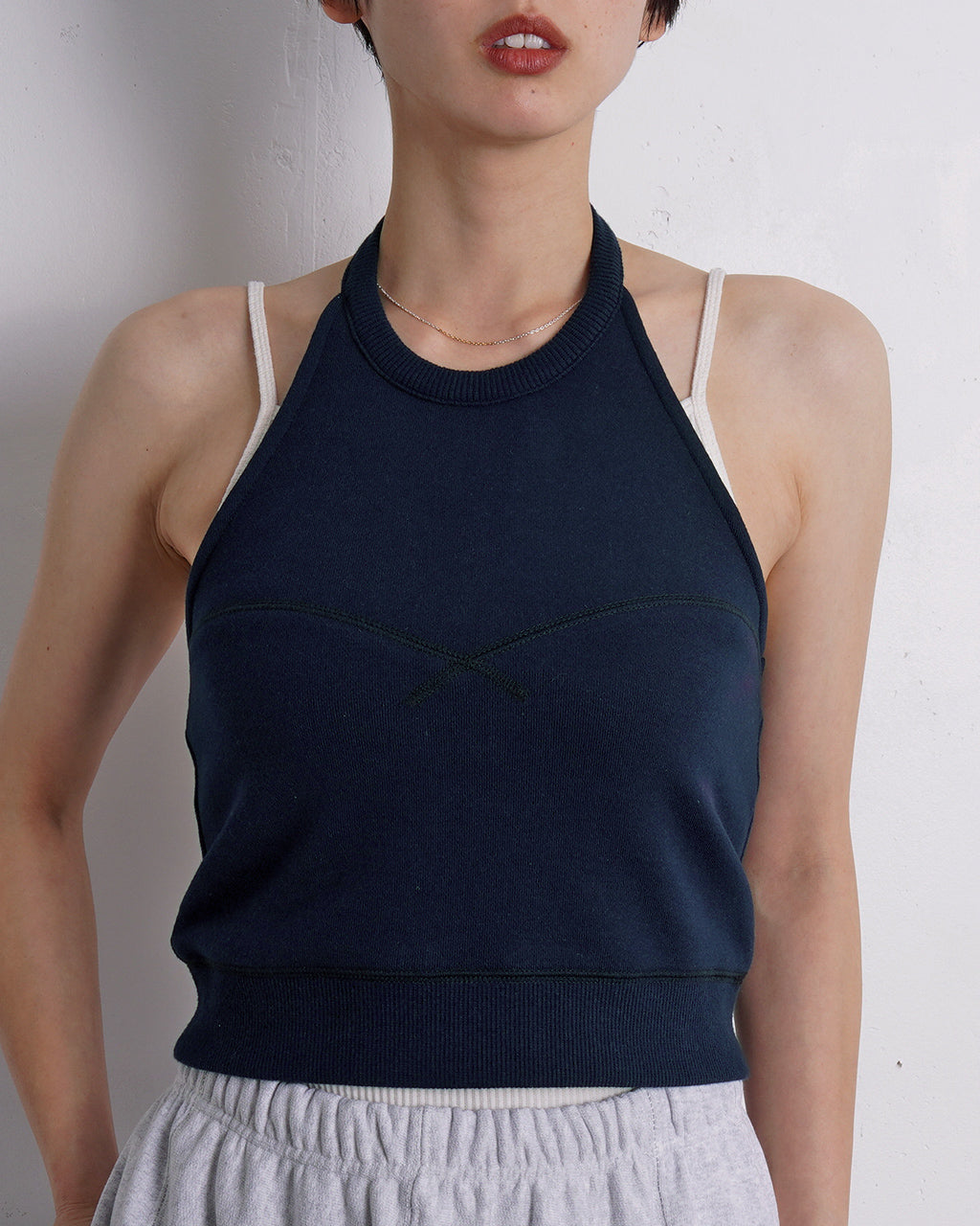 【アウトレット!20%OFF】スウェットホルターネック トップス ビスチェ ノースリーブ 25SS-26-S 【送料無料】